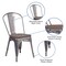 Merrick Lane Stackable Metal Vertical Slat Back Dining Chair with Textured Wood Seat